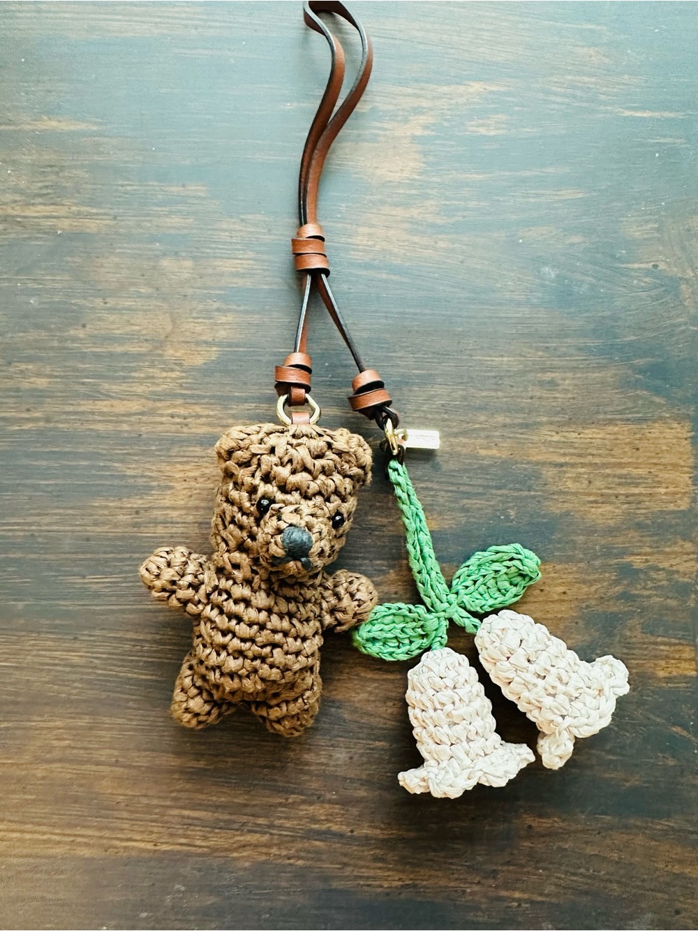 Coach Straw Bear and Tulip Floral Charm